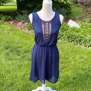Navy Blue Summer Dress with Intricate Beads